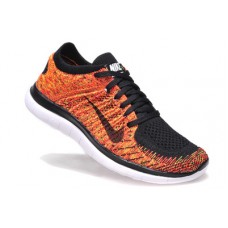 Nike free run flyknit 4.0 черные с оранжевым